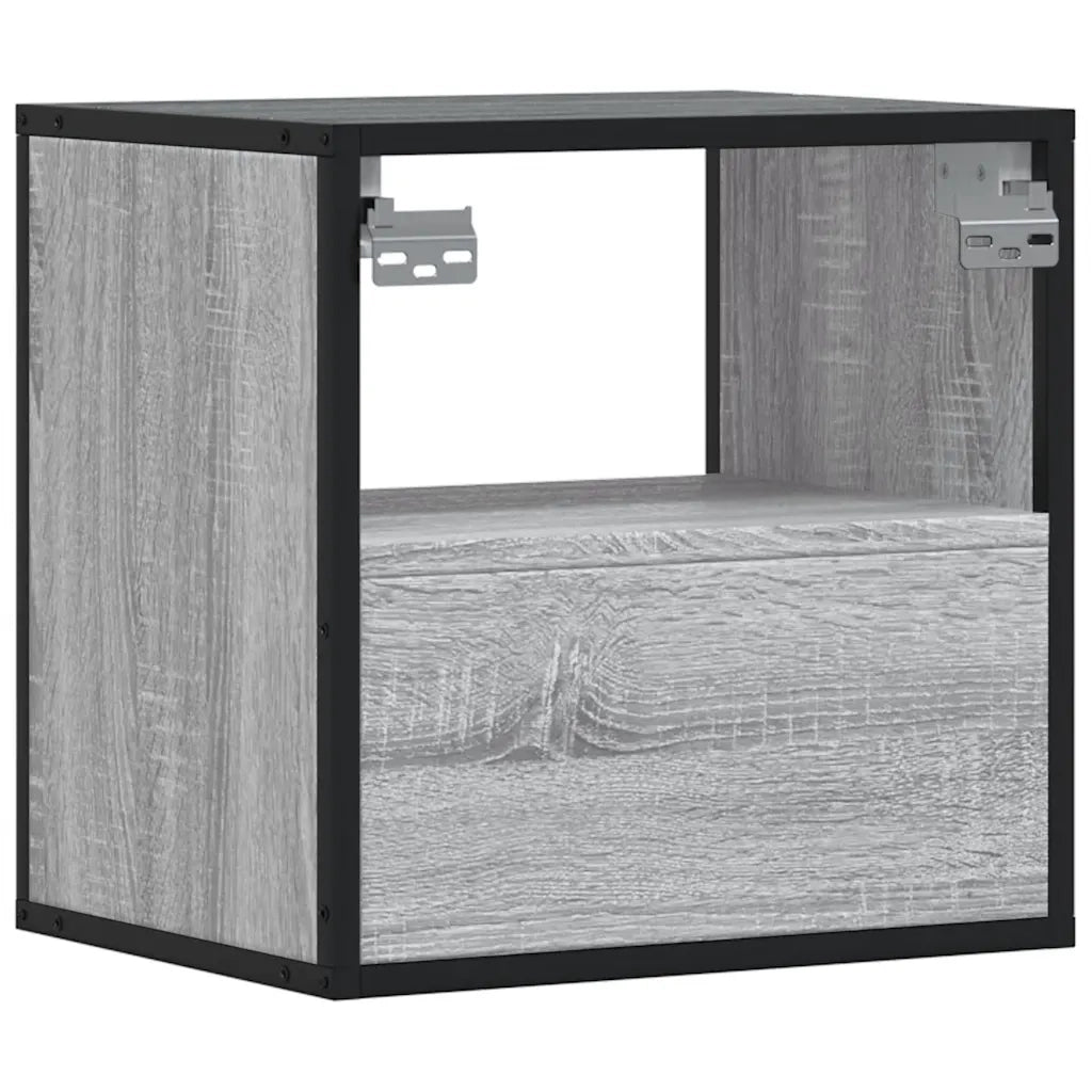 Comodino a Muro Grigio Sonoma 40x31x39,5 cm