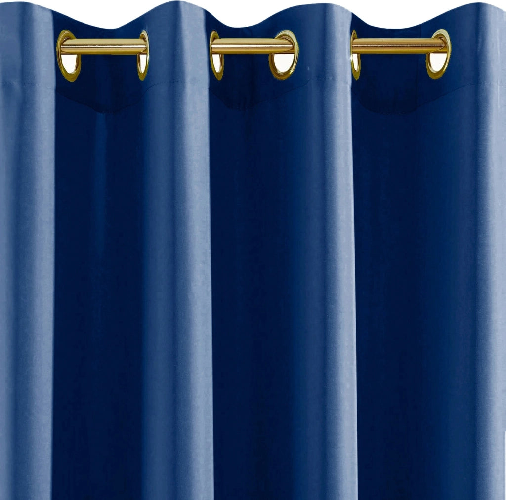 Tenda Porta Finestra 140x280 Cm Raso Sintetico 1 Pannello Coprente Occhielli Acciaio Blu