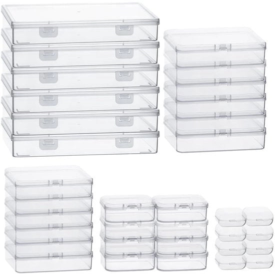Set di contenitori di archiviazione 36 pezzi - In plastica trasparente - Coperchio scorrevole - Piccoli contenitori - Organizzatori rettangolari - Materiale plastico duraturo - Contenitori di archiviazione