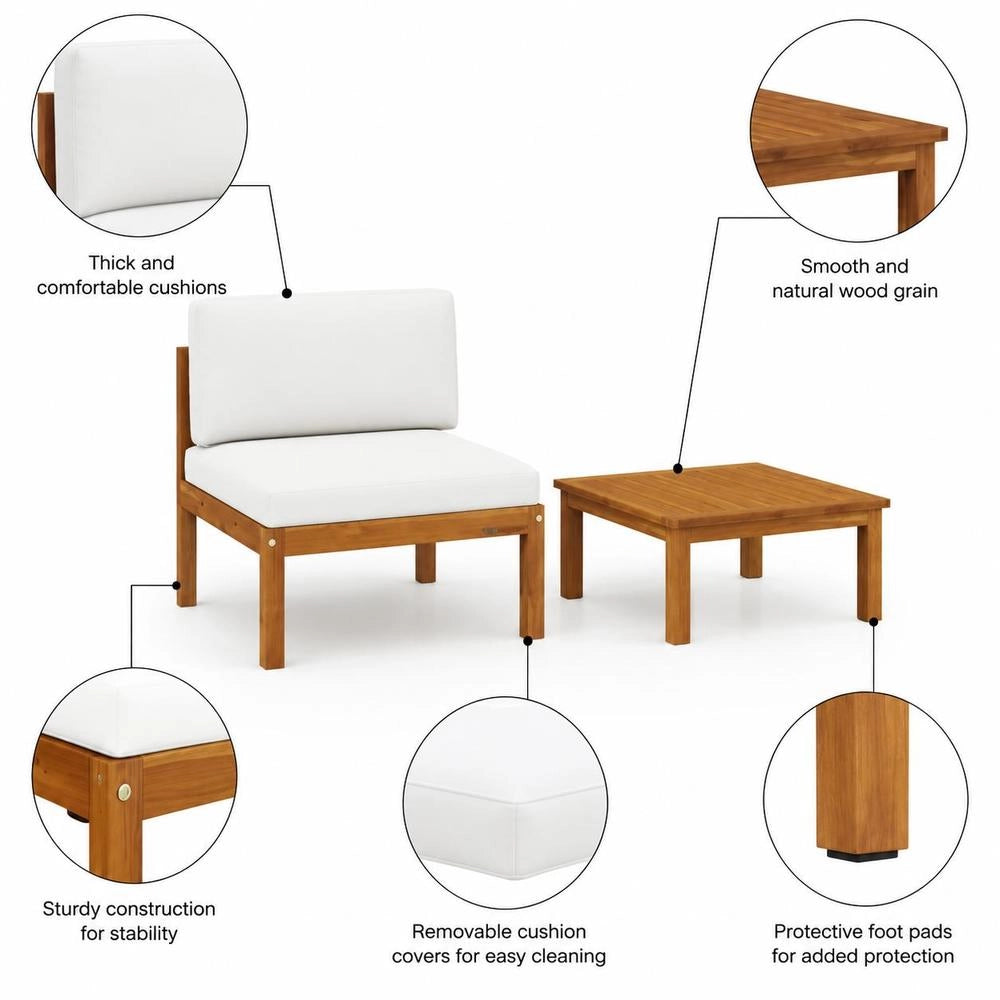 2-piece Garden Lounge Set With Cushions, Acacia Wood & Rope