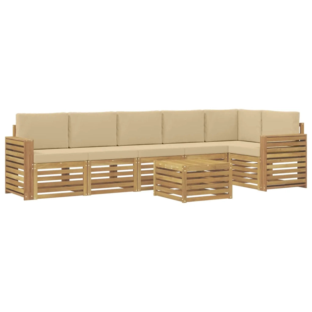 Set di divani da esterno 7 pcs Bianco e Beige 59 x 59 x 37 cm 3391963