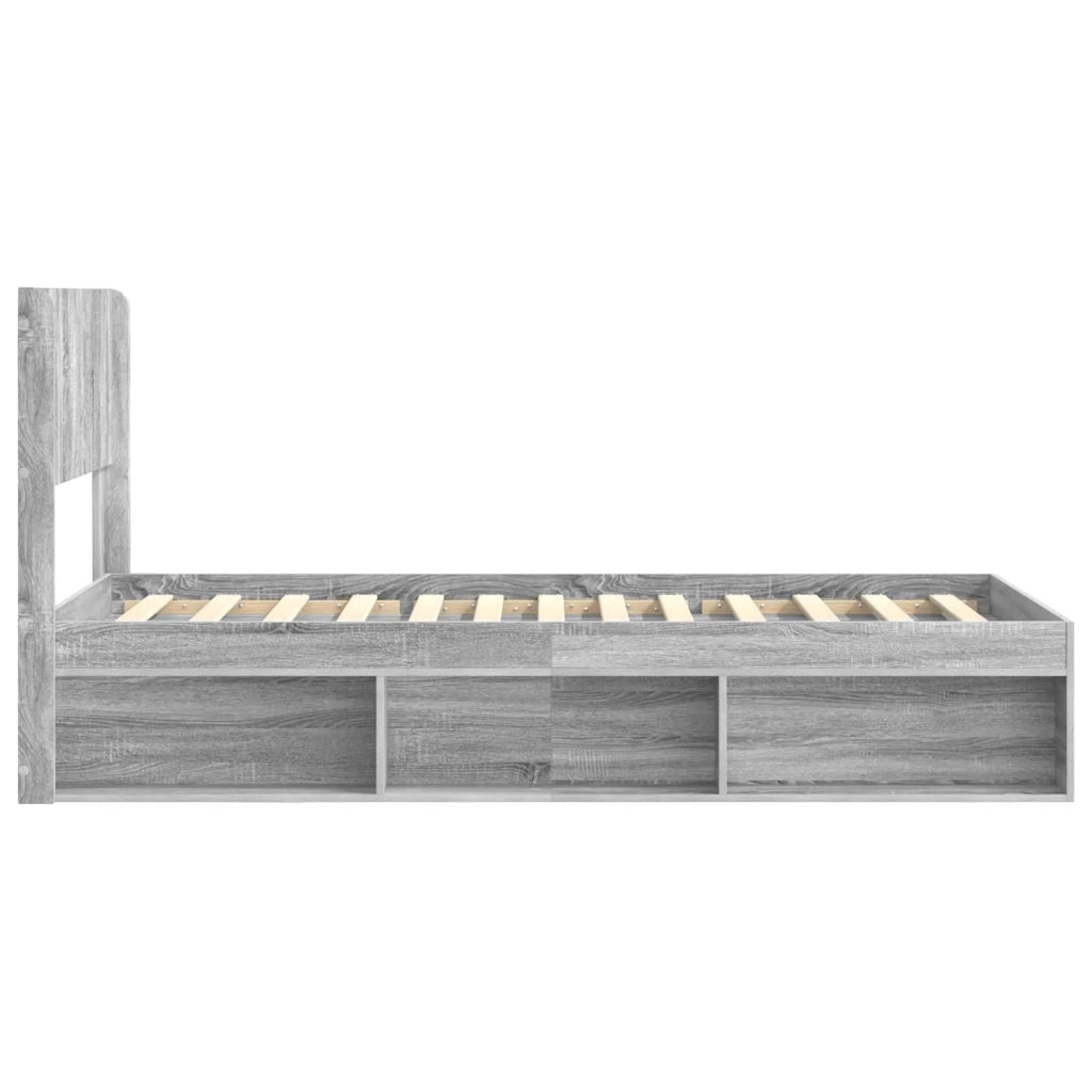 Struttura del letto con stoccaggio e testata Sonoma grigio