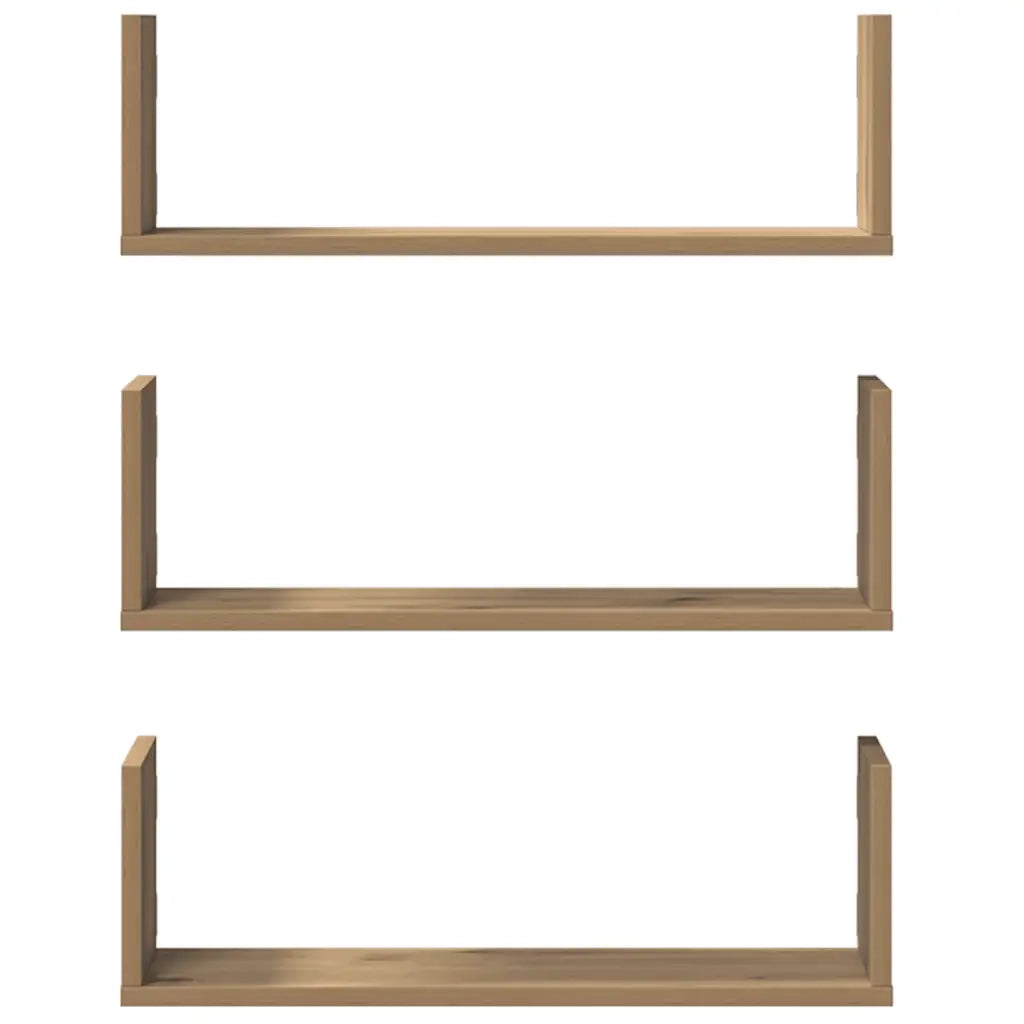 Mensole Parete 3pz Rovere Artigianale 58x18x18 cm in Truciolato 853289