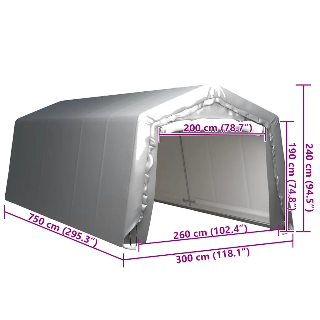 Tenda Capannone 300x750 cm Grigio Acciaio 3079589