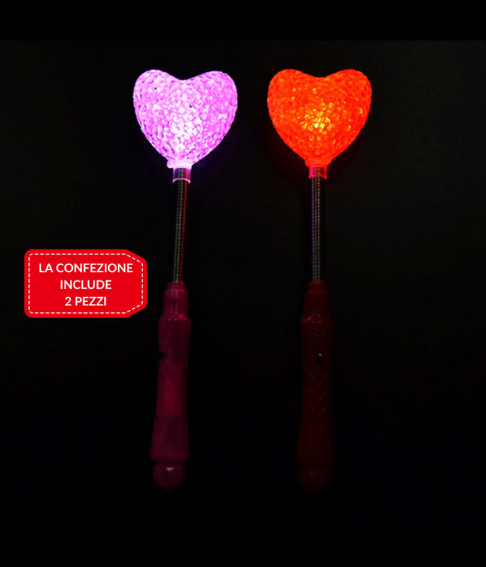 Bacchetta Luminosa Cuore San Valentino Regalo Decorazione Led Gadget Festa 2 Pz         