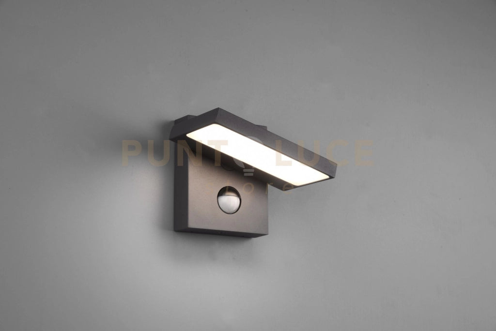 HORTON APPLIQUE DA ESTERNO LED 8W 1000lm, 3000K  IN FUSIONE ANTRACITE ORIENTABILE CON SENSORE L. 15CM X H. 12 CM IP54