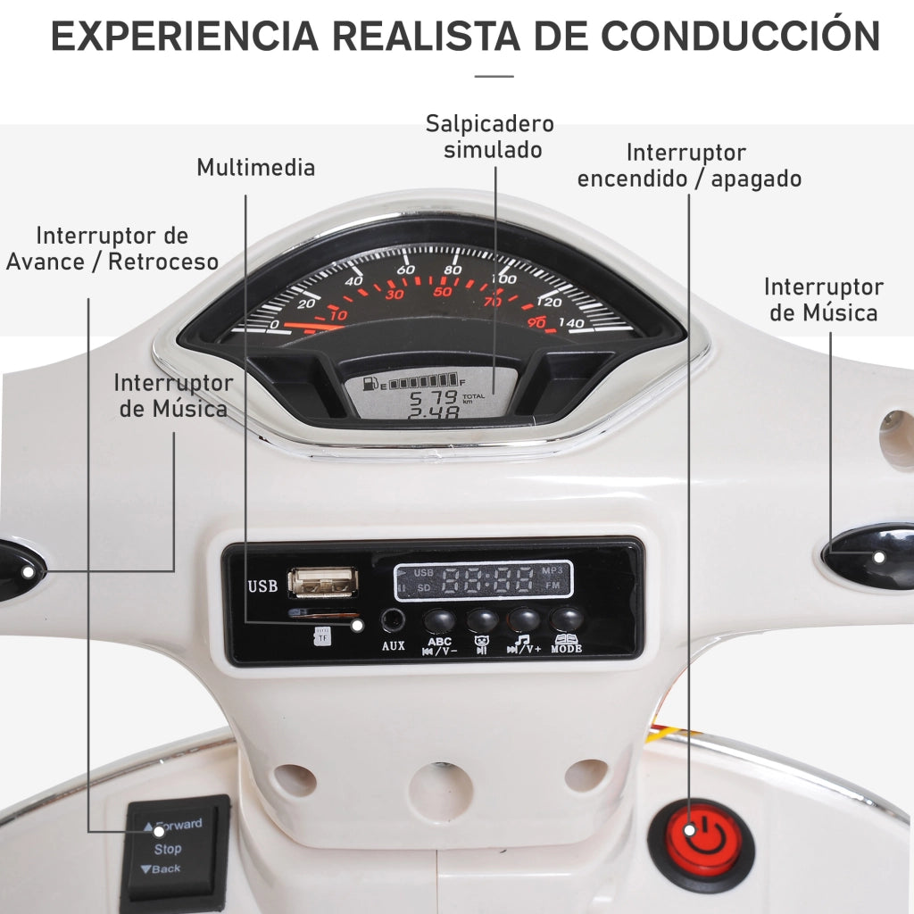 Moto Elettrica per Bambini ¨C Minimal ¨C 3-6 Anni Bianco