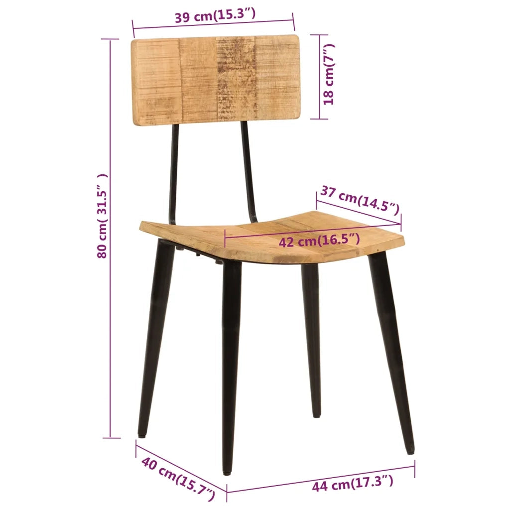 Sedie da Pranzo 2 pz 44x40x80 cm Legno Massello di Mango 348161