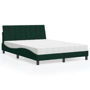Letto con Materasso Hanko Verde Scuro 140x190 cm in Velluto 3208595