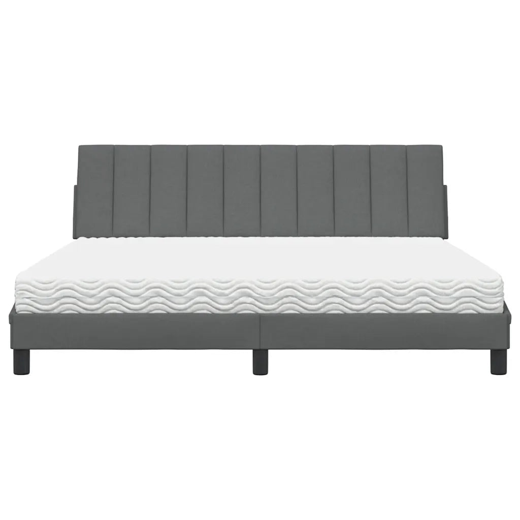 Letto con Materasso Hanko Grigio Scuro 180x200 cm Tessuto 3310546