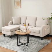 Divano angolare 3 posti - Xylo - 166x118x77cm Tessuto di cotone traspirante Beige