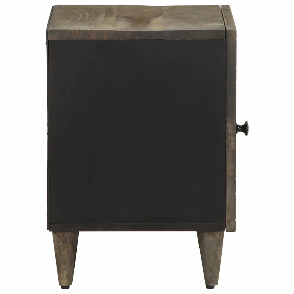 Comodino Grigio Chiaro 40x33x46 cm in Legno Massello di Mango