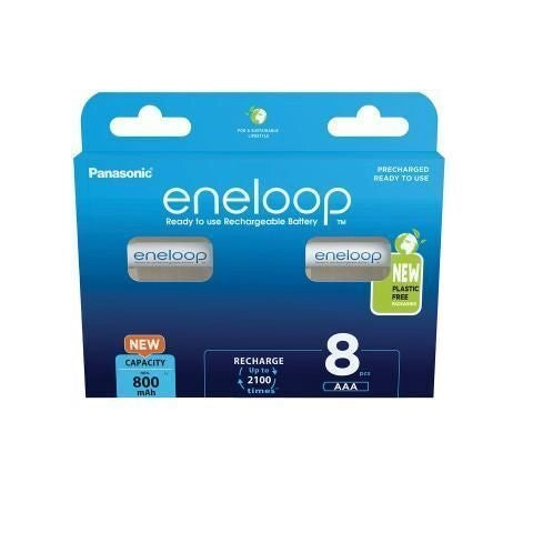 Panasonic BK-4MCDE-8BE Eneloop Batterie Ricaricabili Micro AAA NiMH 1,2V 800mAh 2100 Cicli 8 Pezzi colore Bianco