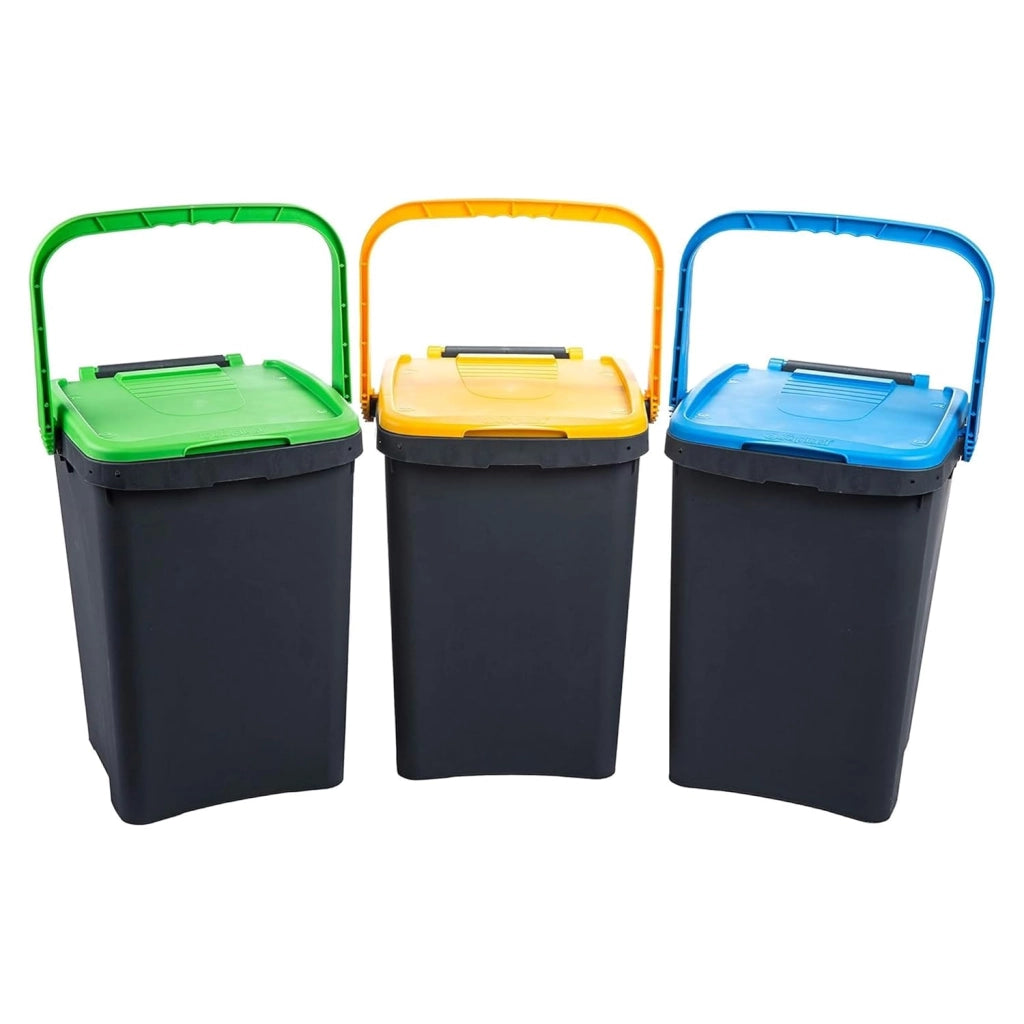 Ecoplast Set 3 Pattumiere 50L Raccolta Differenziata