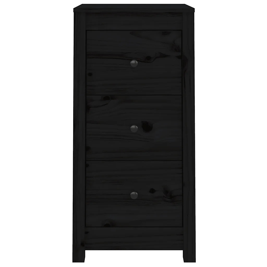 Credenze 2 pz | Madia | Buffet da pranzo | Armadio da pranzo Nere 40x35x80 cm in Legno Massello di Pino