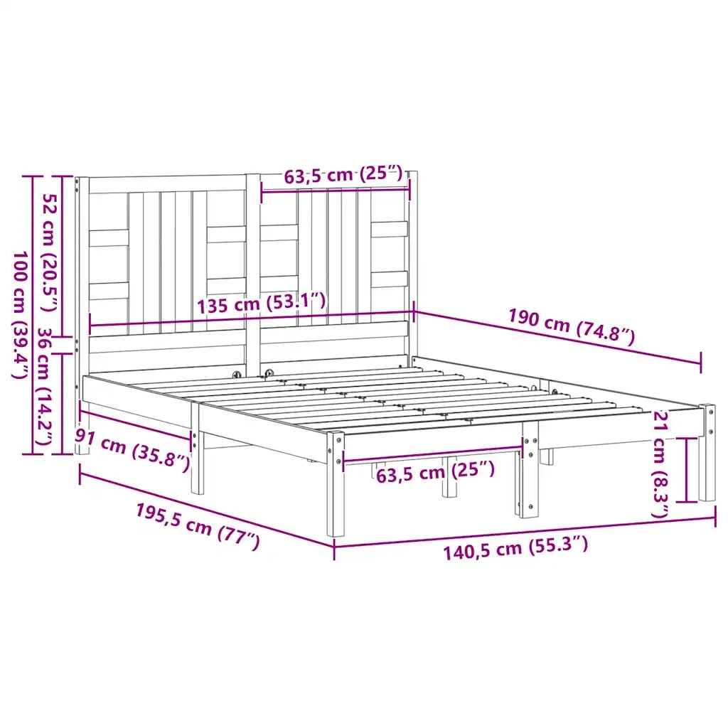 Giroletto in Legno Massello 135x190 cm Double 3105380