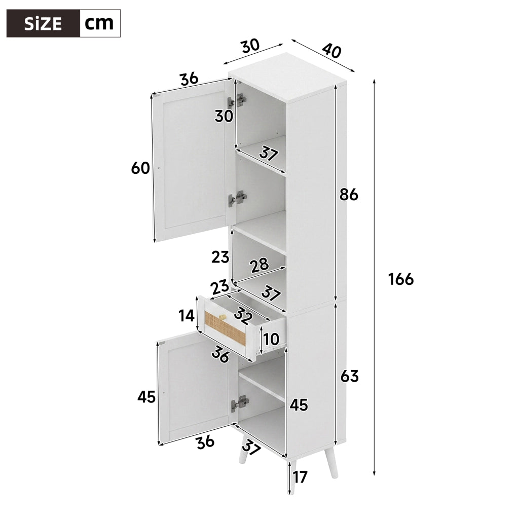 Mobile da bagno con 2 ante reversibili; 1 cassetto e vani aperti; in MDF; bianco