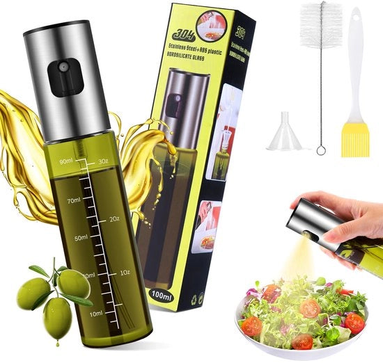 Olio per cottura - Spatola per oli in vetro con protezione UV, 100% BPA libero, Spatola per oli professionale per grigliare, cuocere, frittare e insalate (100 ml)
