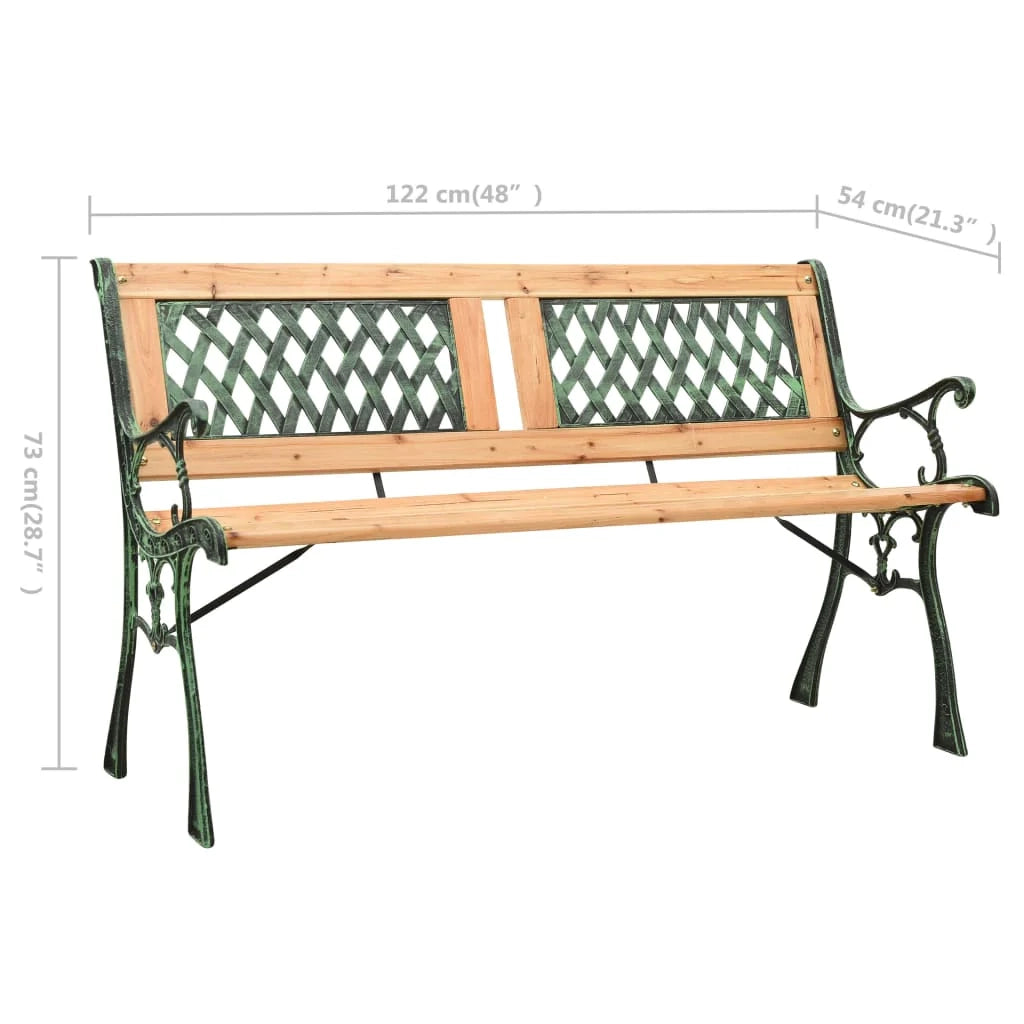 Panca da giardino arredo da esterno terrazza 122 cm ghisa e legno massello di abete 02_0011220