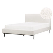Letto a doghe Bianco Bouclè Imbottito 140 x 200 cm EU Matrimoniale Design Moderno