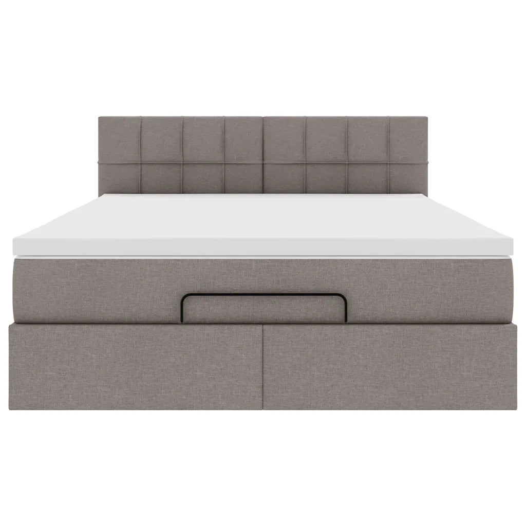 Pouf Letto con Materasso e LED Tortora 140x190 cm in Tessuto 3312309