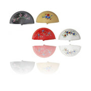 Trade Shop - Set 12 Pz Ventagli Ventaglio Fantasia Fiori 23x42cm Estate Caldo Gadget -