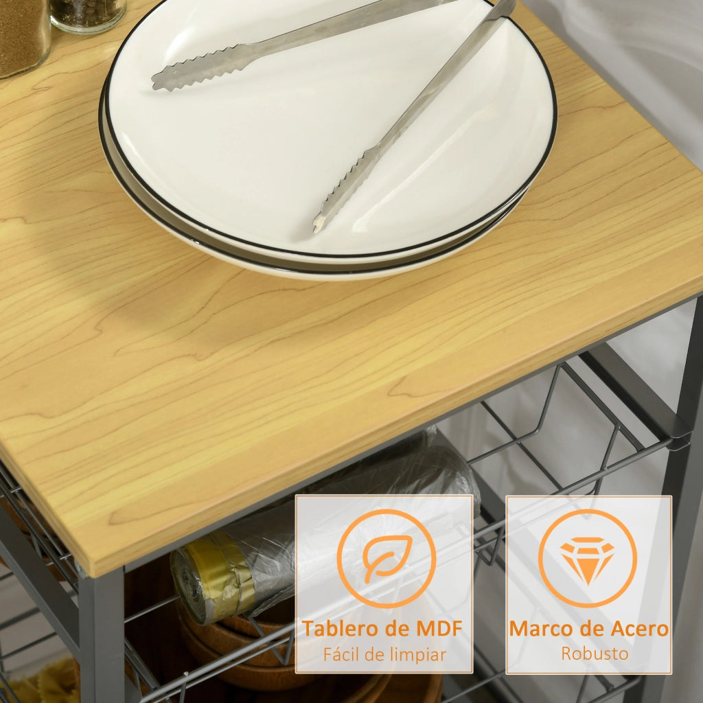 Carrello da Cucina con Ruote 5 Ripiani ¨C Xylo ¨C Argento 36,5x36,5x89 cm