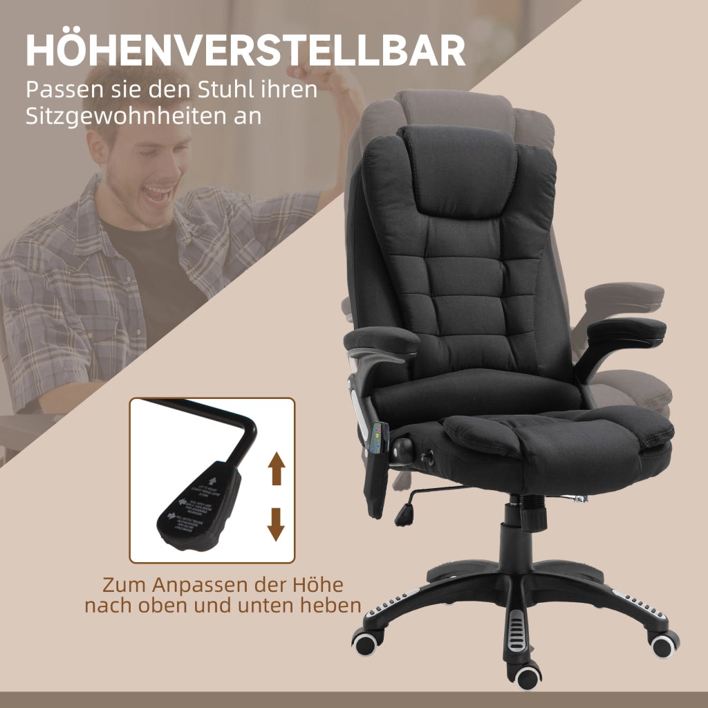 SEDIA Ufficio ergonomica con funzione massaggio e riscaldamento, nera, girevole 360°