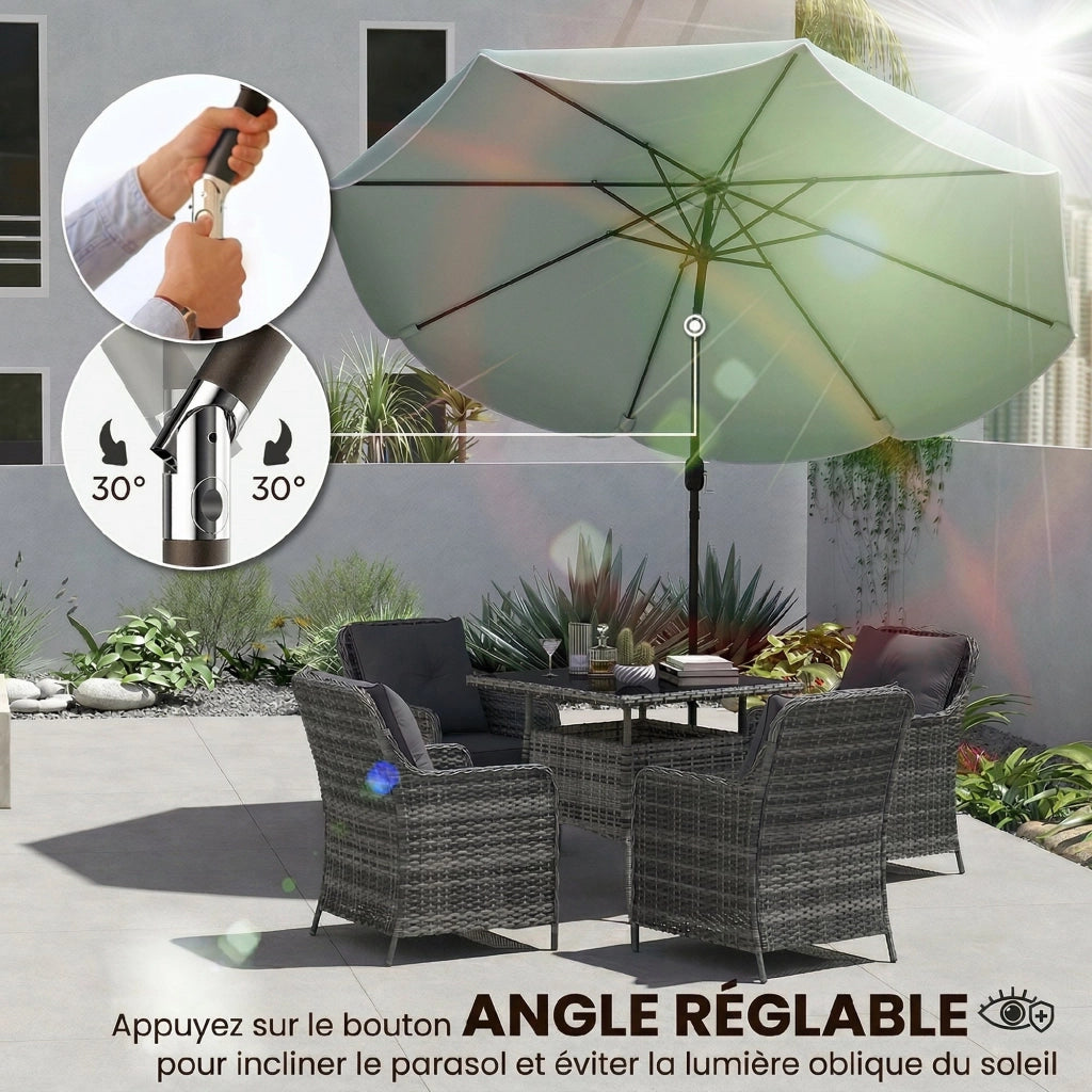Ombrellone da Giardino Rotondo Inclinabile ¨C zephmum ¨C ¦µ265x235 cm, Blu
