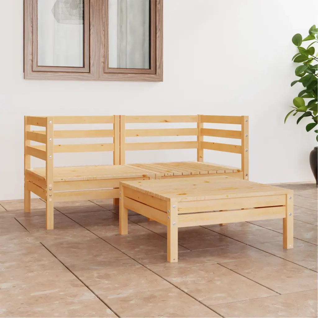 Set Divani da Giardino 3 pz in Legno Massello di Pino cod mxl 52694