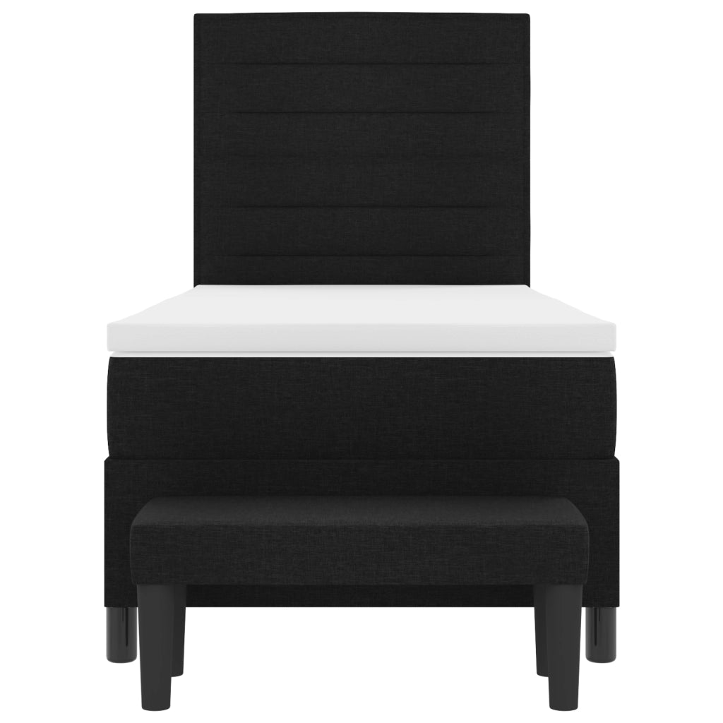 Letto Box Spring con Materasso e Panchina Nero 80x200 cm Tessuto