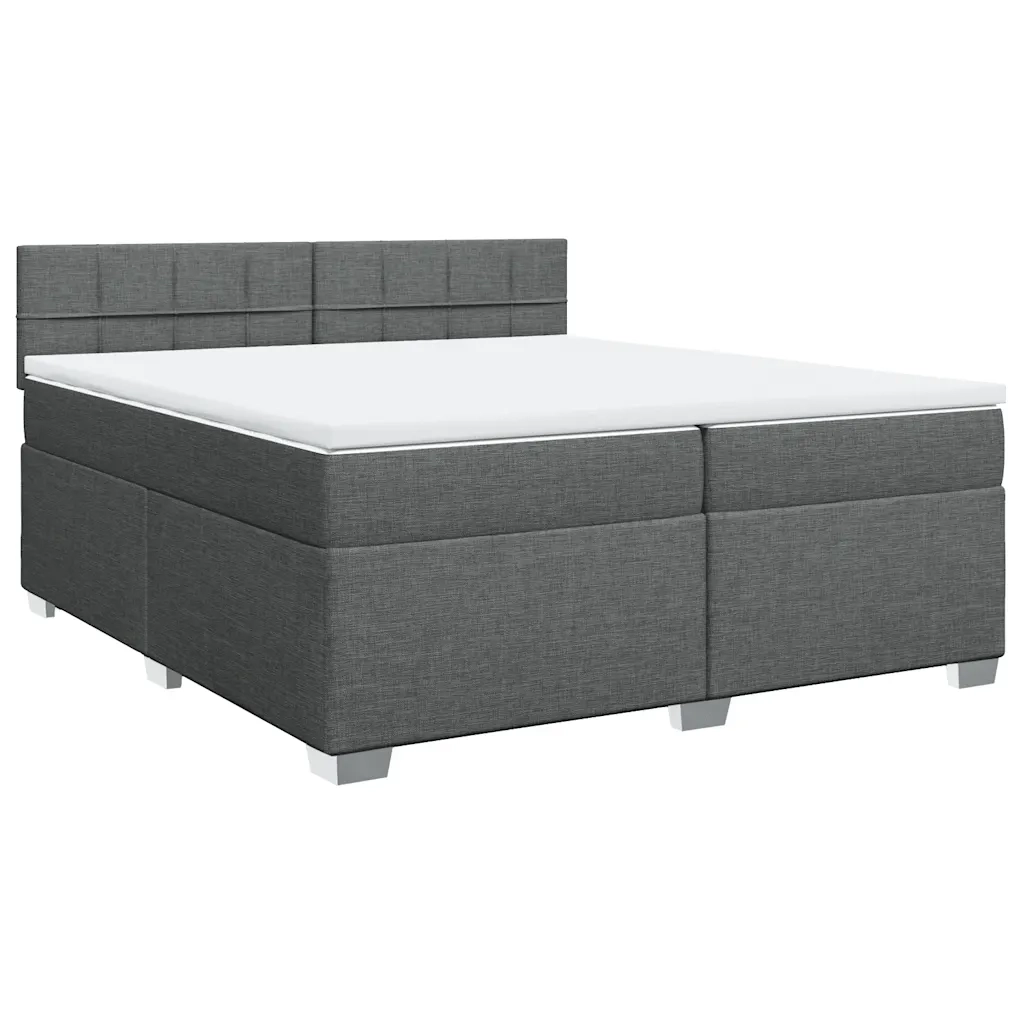 Giroletto a Molle con Materasso Grigio Scuro 200x200 cm Tessuto