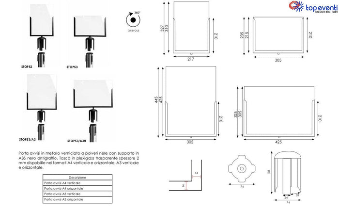 Porta Comunicazioni Segnale Colonnine Segnapercorso tendinastro A3 verticale