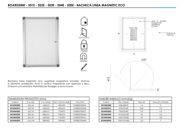 Bacheca magnetica con apertura a libro e chiave 4 A4