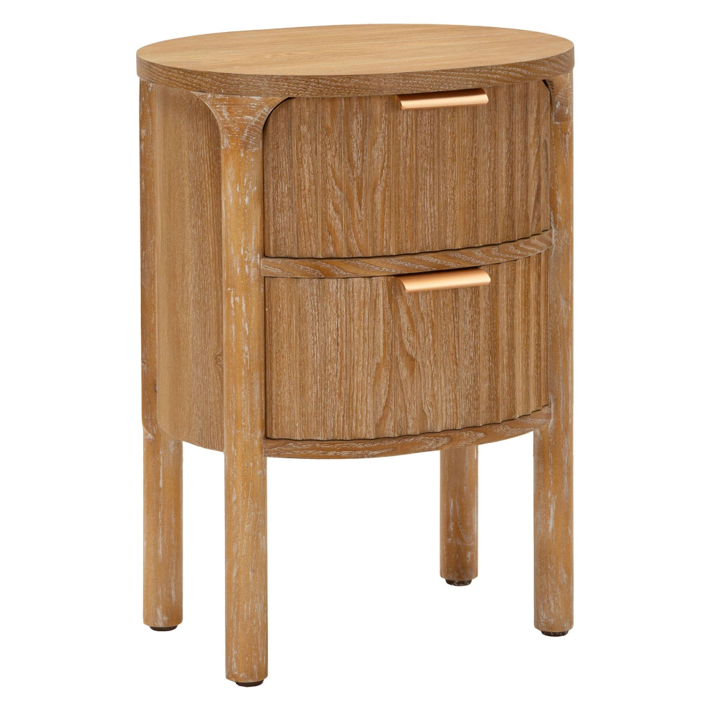 Falile, Comodino 2 Cassetti, 38x35x52h cm Marrone Ciliegio