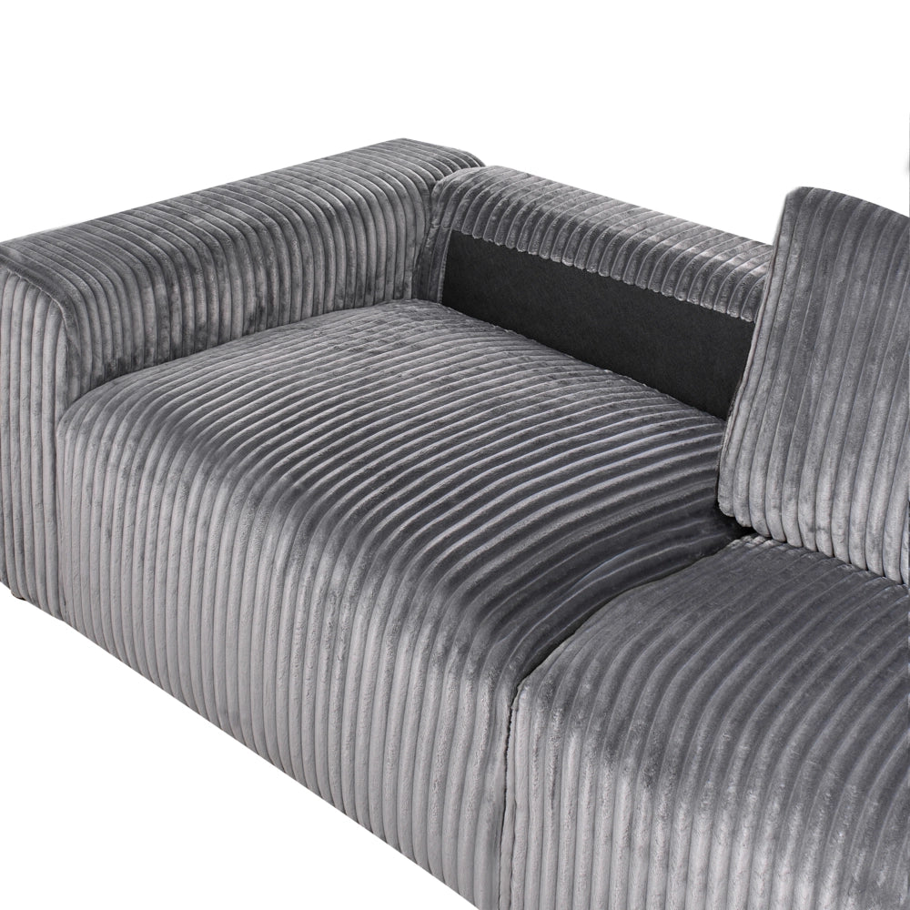 Divano in velluto a coste grigio Jumbo Cord 3 posti confortevole Soggiorno moderno retrò