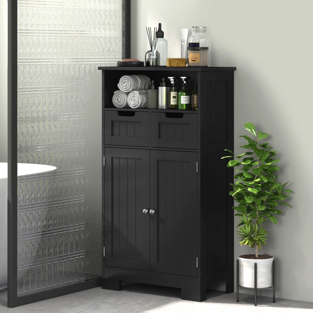 Mobile Bagno Sottolavabo con 2 Ante e 2 Cassetti ¨C zephmum ¨C Nero 60x30x50 cm