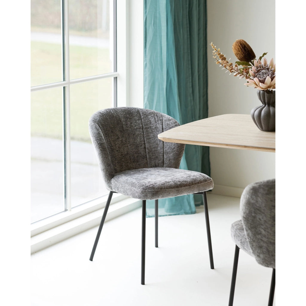 Set di 2 Sedie Roanne, Grigio, Tessuto, 66x59x80 cm