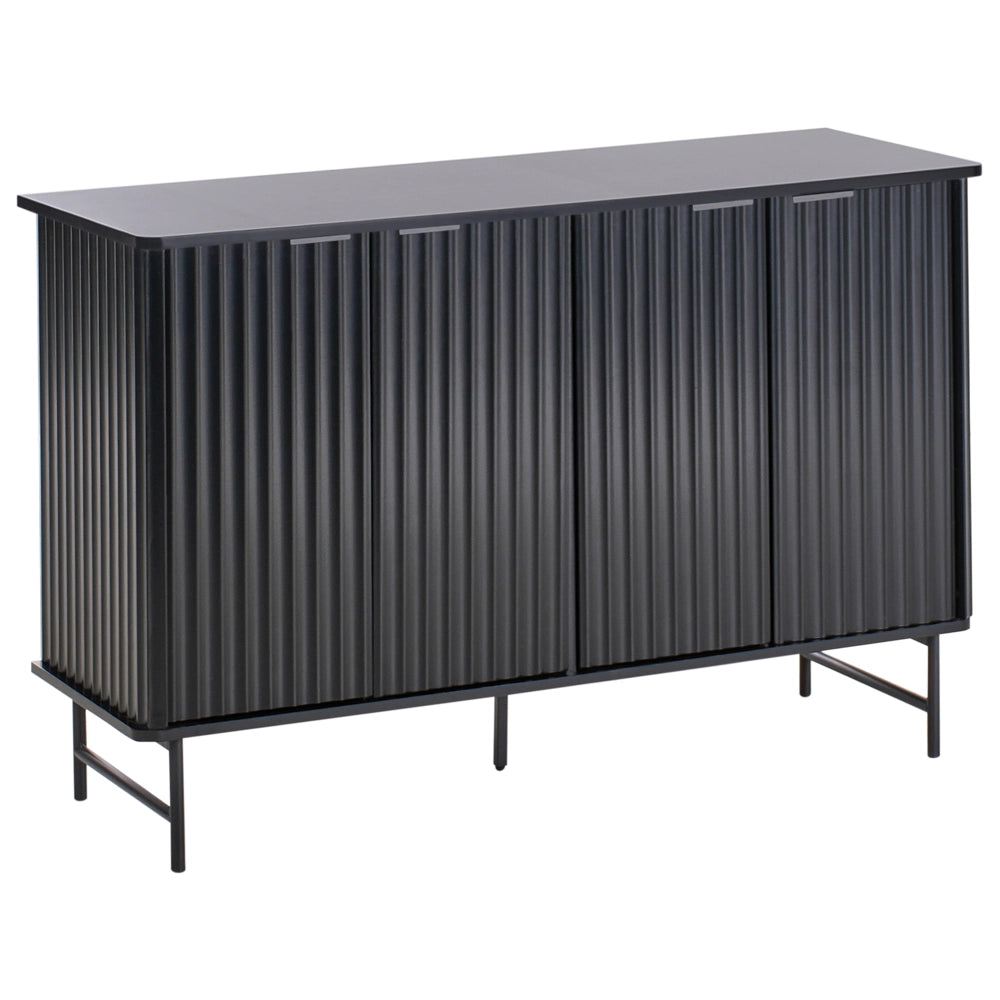 Credenza 4 ante MDF nero gambe in metallo soggiorno camera da letto classico