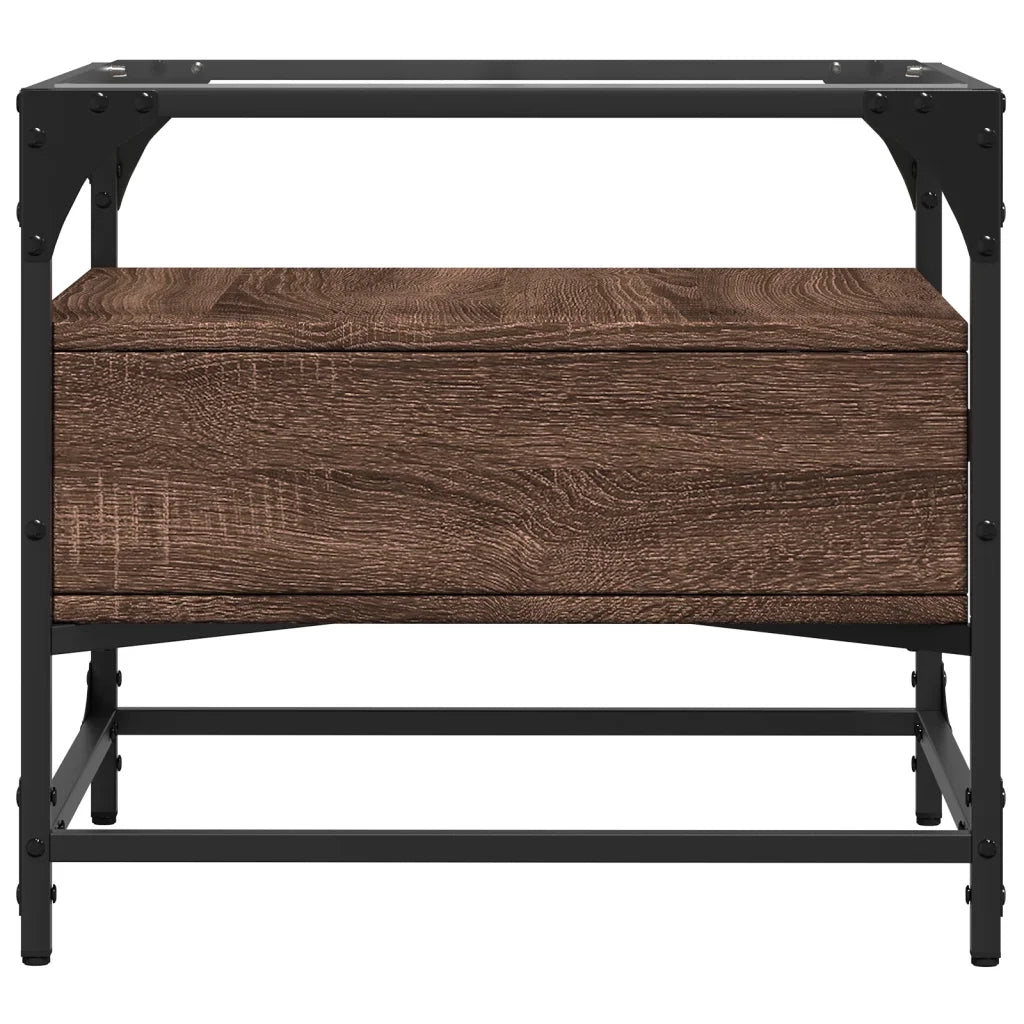 Tavolino Salotto con Ante in Vetro-Tavolino da soggiorno-Tavolo Rovere Marrone 50x50x45 cm
