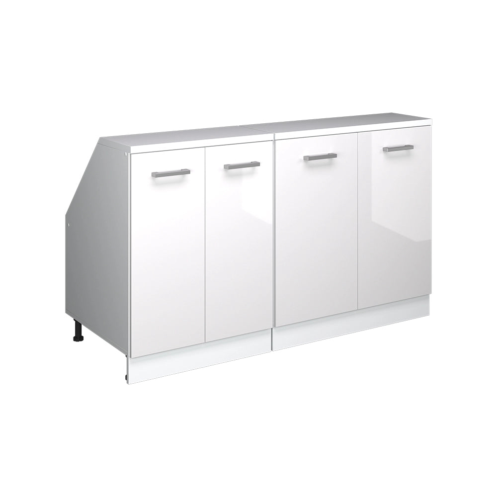 Set di mobili sottotetto Rion Bianco lucido/Bianco 140 cm Set di 2 carcasse armadio profondità 60 cm Vicco