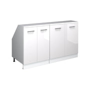 Set di mobili sottotetto Rion Bianco lucido/Bianco 140 cm Set di 2 carcasse armadio profondità 60 cm Vicco