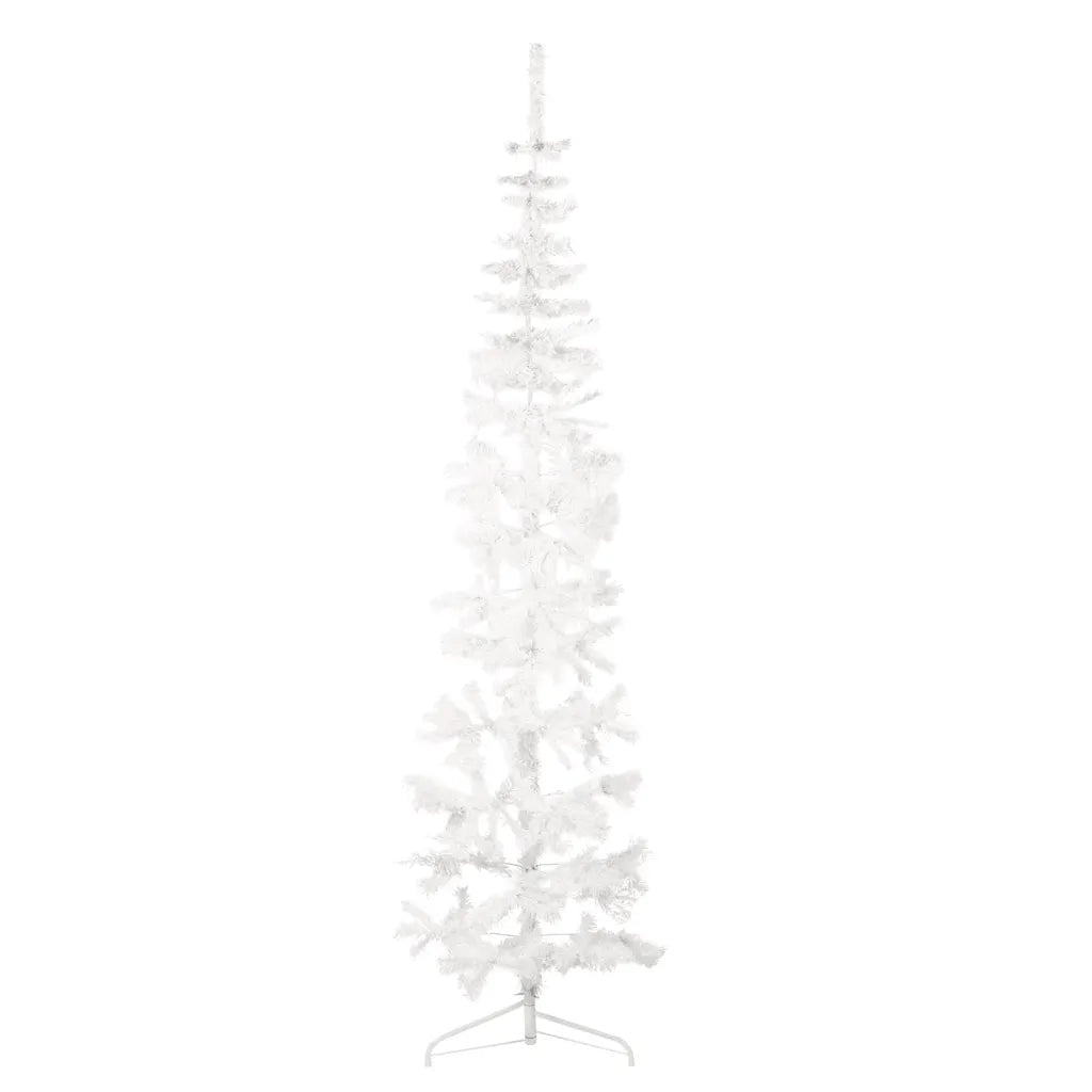 Albero Natale Artificiale Sottile a MetÃ  Supporto Bianco 210 cm