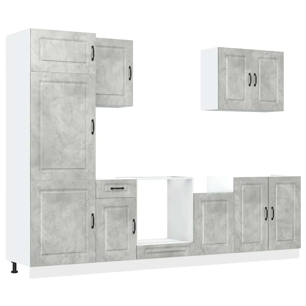 vidaXL Set Mobili da Cucina 7 pz Kalmar Grigio Cemento in Truciolato