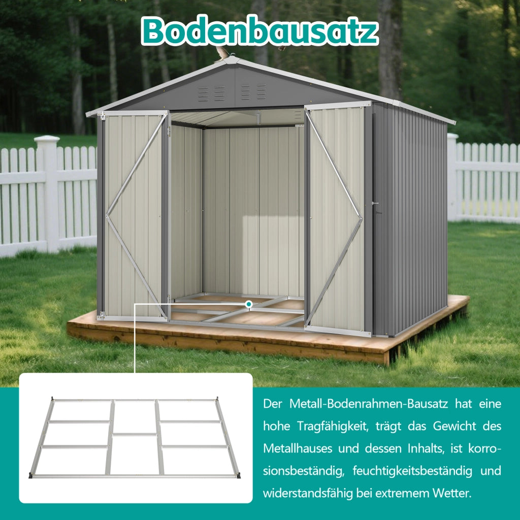 8x6FT Graues Metall-Tool-Shed mit Klapptür; Anthrazit-Farbe – Ideal für Gartenger?te und Werkzeugaufbewahrung