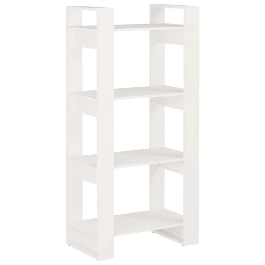 Libreria Divisorio-Scaffale per Libri-Mobile di Stoccaggio Bianco 60x35x125 cm Legno Massello