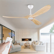 Ventilatore da soffitto 60 pollici senza luce, color legno naturale, impermeabile, extra grande, per esterni, motore DC silenzioso reversibile