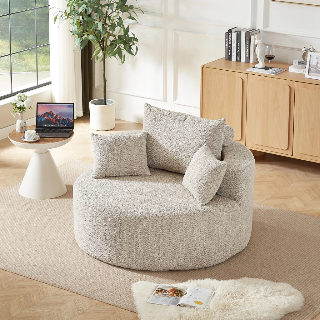 Fauteuil modulare in ciniglia senza montaggio con cuscino schienale cilindrico, morbido khaki 33 × 33 × 133 cm