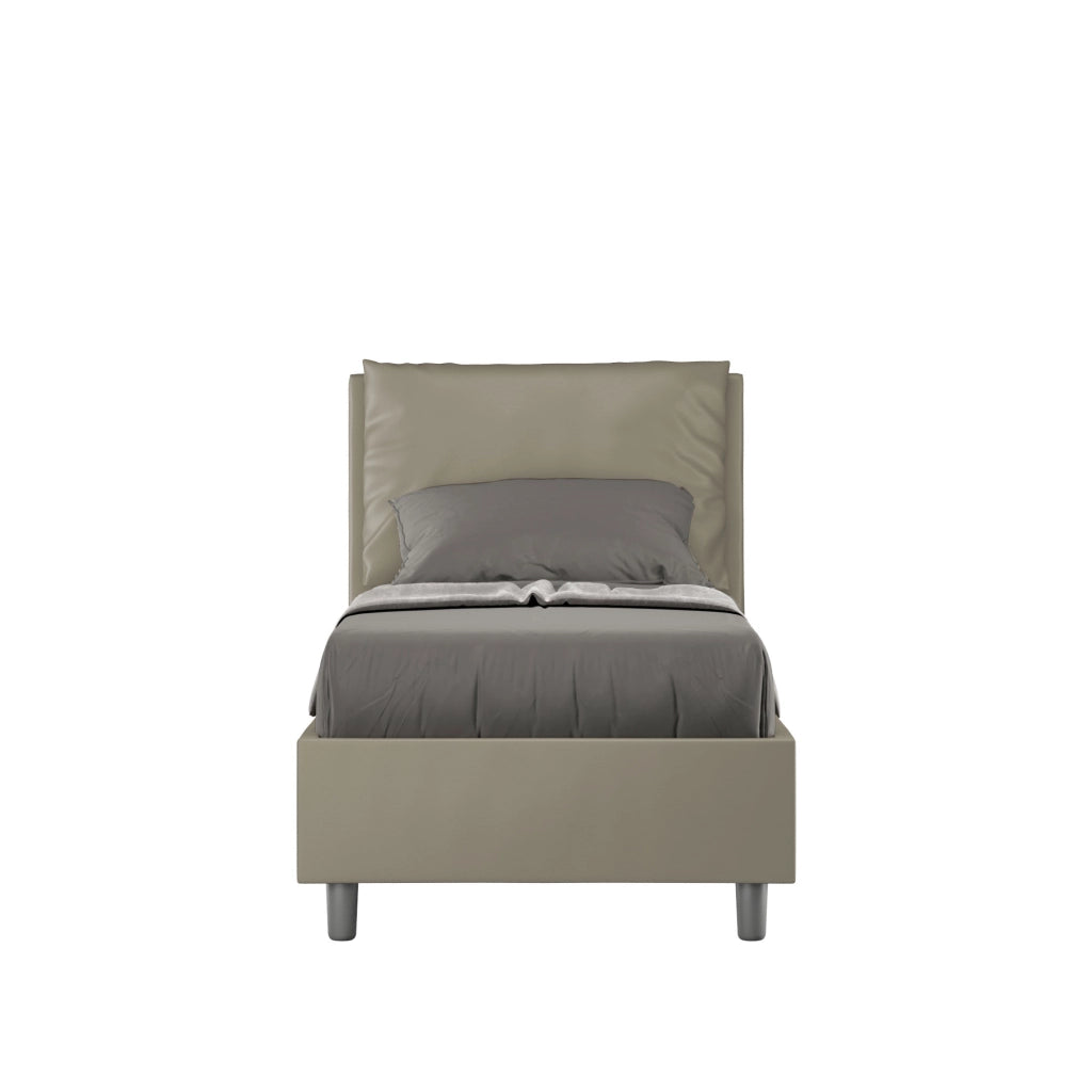 BS COM Letto singolo senza rete imbottito 80x190 similpelle cappuccino