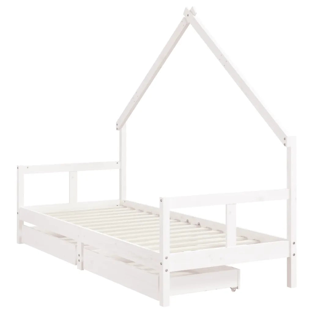 Giroletto Bambini con Cassetti Bianco 80x200cm Massello di Pinocod mxl 94954